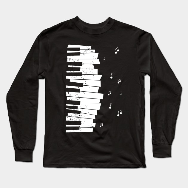 Piano keys and notes Long Sleeve T-Shirt by Franja